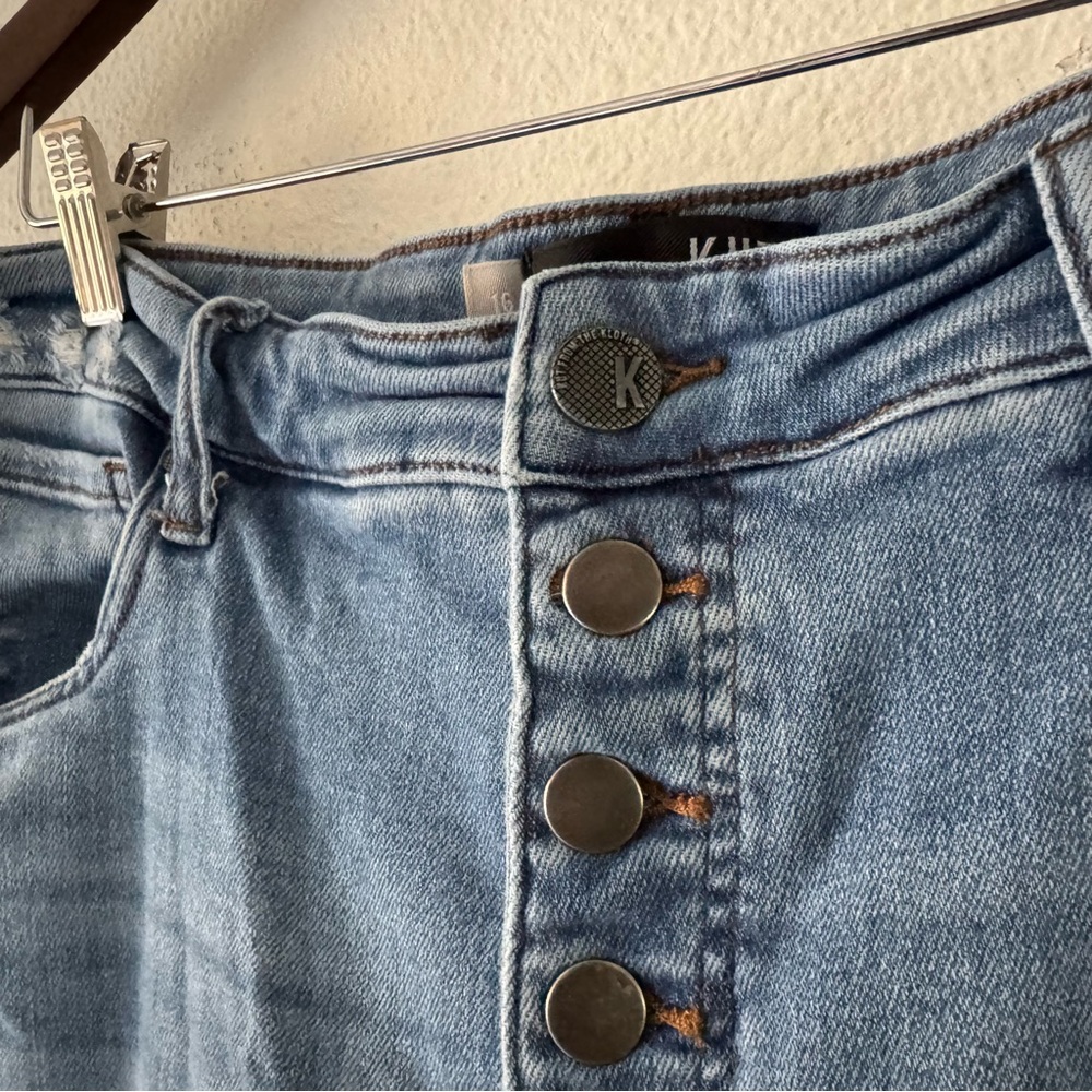 KUT from the Kloth Rachael Mom Jeans Raw Hem Retro Size 16 High Rise Button Fly - Picture 4 of 15